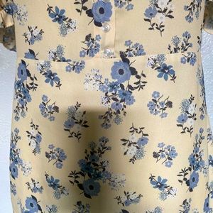 BOOHOO FLORAL PUFF SLEEVE BUTTON FRONT MINI DRESS